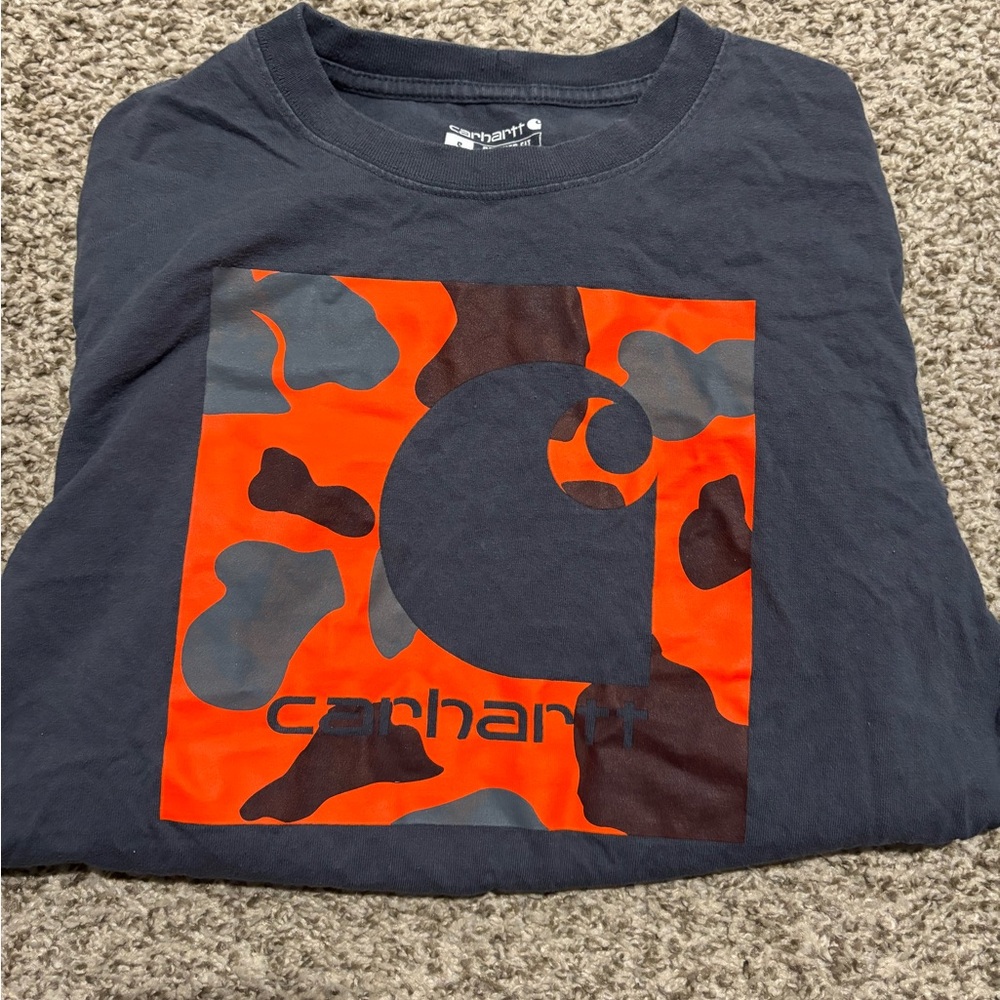 Carhartt Black and Orange Relaxed Fit Tee
